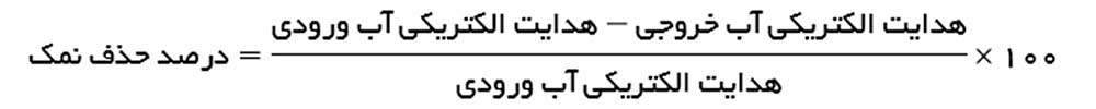 محاسبه درصد حذف نمک در آب شیرین کن